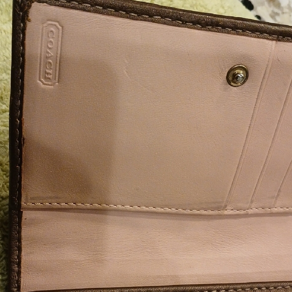 Coach Signature Brown and Tan Wallet - Picture 2 of 8